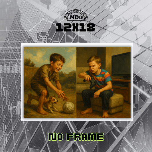 Album cover with two boys playing, featuring the text 'MDee' and '12x18'.