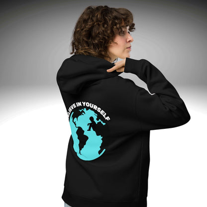 graphic streetwear hoodie believe model