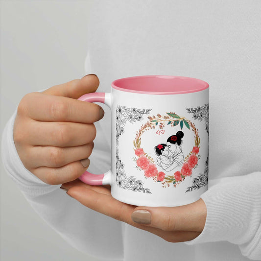 MDE8 – Floral Love Mug — 11oz – Close-Up Handle View